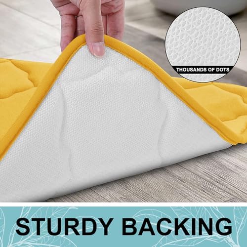 OLANLY Memory Foam Bath Mat Rug 59x24, Ultra Soft Bathroom Rugs, Yellow - Image 4