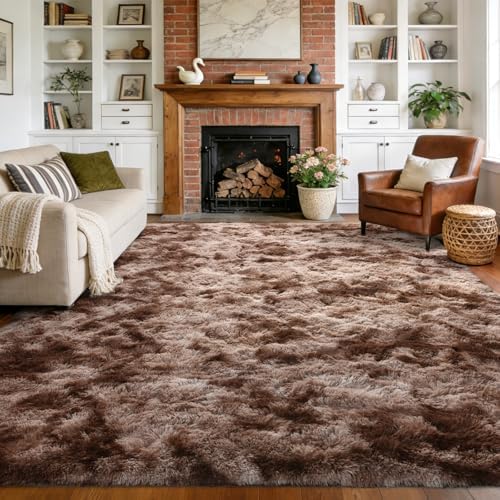 5x7 Fluffy Area Rugs Non-Slip Soft for Living Room Bedroom Tie-Dyed Coffee by Unknown