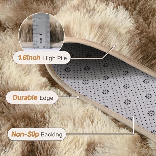 4x6 Area Rugs for Bedroom, Khaki Plush Fluffy Shaggy Living Room Rugs Non-Slip, Ultra Soft Carpet for Nursery Kids PlayRoom Dorm Office Indoor - Image 4