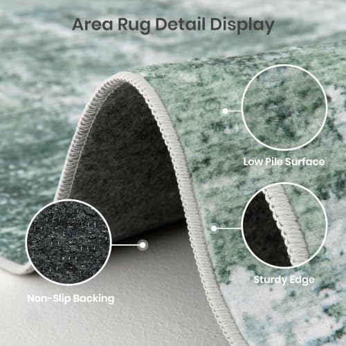 Valenrug 4x6 Area Rug, Abstract Small Washable Bedroom Rug, Sage Green - Image 5