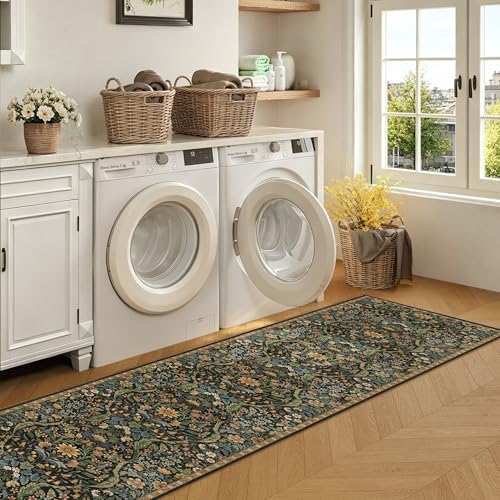 2x10 Floral Runner Rug for Kitchen Washable Hallway Runner Rug - Image 4