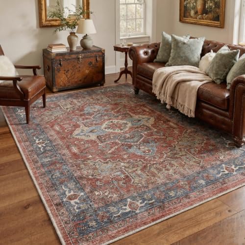 GENIMO 5x7 Outdoor Rug, Washable for Patio and Deck, Terracotta Slate - Image 6