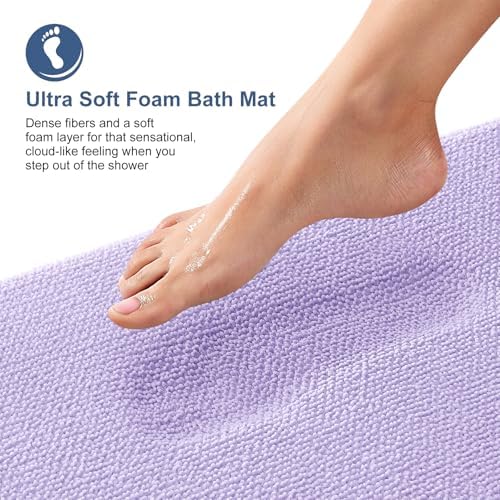 OLANLY Thick Memory Foam Bathroom Rugs 36x24, Absorbent Bath Mat, Lavender - Image 2