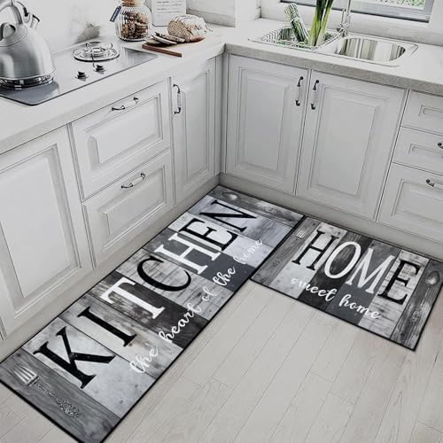 Kitchen Rugs Set of 2 Non Slip WashableFarmhouse Vintage - Image 2