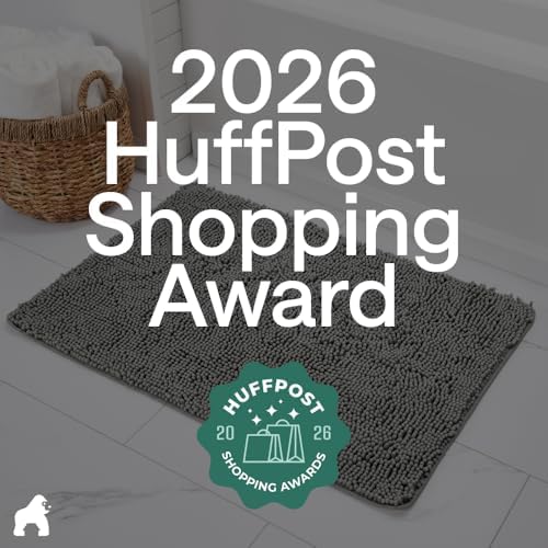 GORILLA GRIP Bath Rug Mat for Bathroom, Absorbent Chenille, 48x17 Gray - Image 6