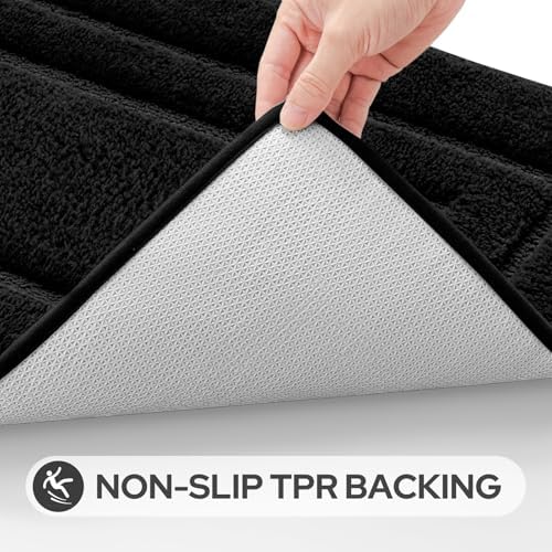 HOMEIDEAS Black Bathroom Rugs Set of 3, Non Slip Bath Runners - Image 5