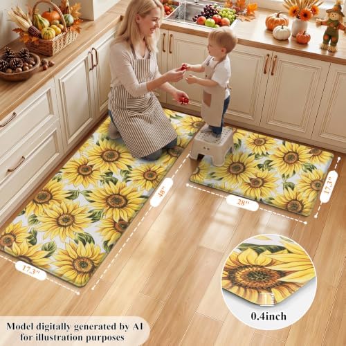 HEBE Fall Kitchen Rugs Set of 2, Anti Fatigue Kitchen Mats for Floor - Image 2