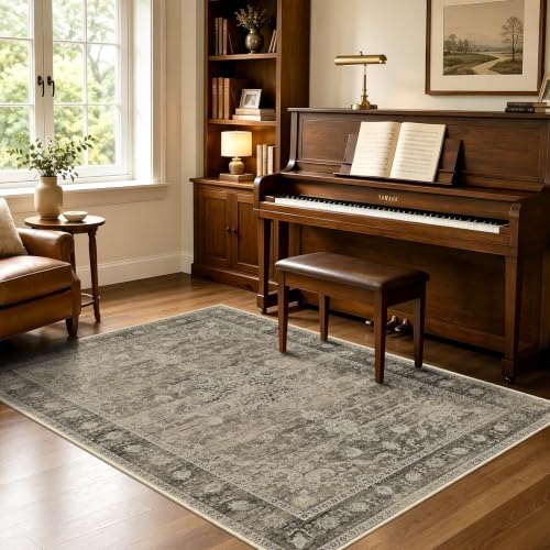 Brown 4x6 Entryway Rugs, Vintage Area Rug for Bedroom, Living Room - Image 3