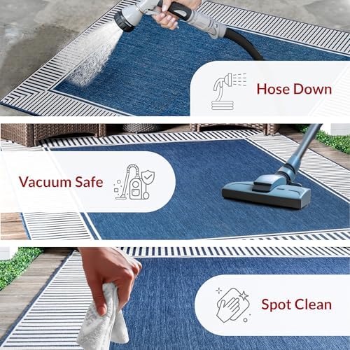 nuLOOM Asha Navy Bordered Power Loomed Indoor/Outdoor Area Rug, 10' x 12' - Image 6