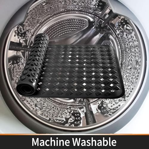Yimobra Square Shower Mat Non Slip, Super Strong Suction Cups, 21"X21" Bath Tub Mat with Drain Holes, Machine Washable Fast Draining Bath Mats, Bathroom Essentials,Black - Image 6