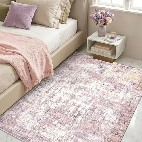 Washable 4'x6' Abstract Area Rug for Bedroom Living Room by Unknown