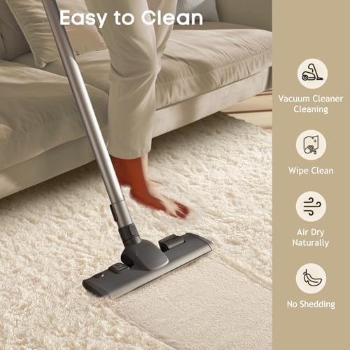Ophanie Runner Rug for Hallway, 2x5 Upgrade Non-Slip Fluffy Soft Bedside Rugs, Bedroom Living Room Ivory Shaggy Carpet for Kids Girls Boys Dorm Nursery Home Decor Aesthetic - Image 3