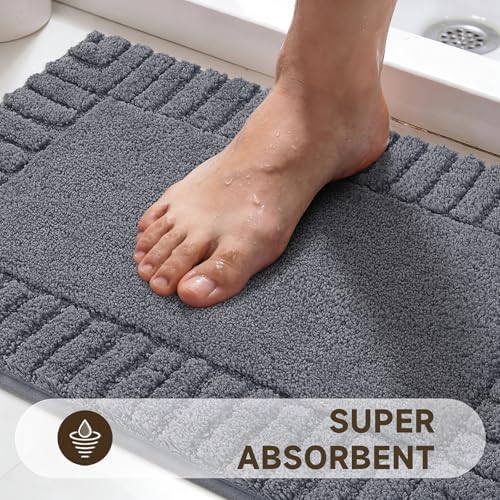 Pauwer Bathroom Rugs Set 5 Piece, Microfiber Bath Mat Set, Dark Grey - Image 4
