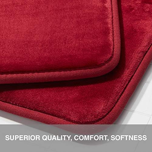 Memory Foam Bath Mat Non Slip Absorbent Super Cozy Velvet Bathroom Rug Carpet (22 inches X 42 inches, Red) - Image 4