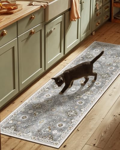 Washable Runners for Hallways Kitchen Rugs: 2'6"x8' Runner Rug Stain Resistant Non Slip Low Pile Soft Carpet Runners for Hallways Indoor Entryway Kitchen Laundry Room Bedroom Bathroom Farmhouse by palohom