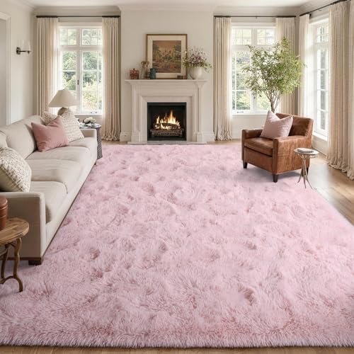 FinRèc Home 9x12 Non-Slip Fluffy Area Rugs for Living Room (Pink) by FinRe%CC%80cHome