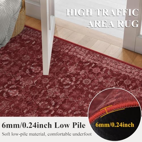 Washable 2x3 Christmas Office Area Rug Non-Slip Xmas Red Throw Carpet - Image 6