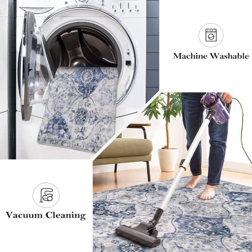 Lahome Moroccan Washable Runner Rug, 2x6 Blue Kitchen Runners for Hallways - Image 4