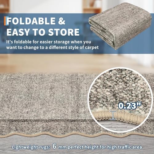 GarveeHome Scalloped Washable Rug 6x9 Rugs for Living Room Non Slip Brown - Image 6