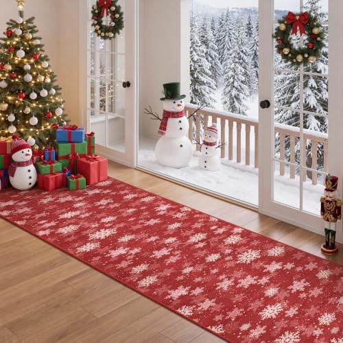 Long Hallway Runner Rug- Carpet Runners for Hallway 12ft, Anti Slip Backing Washable Rug Runner for Bathroom, Entrance, Living Room, Soft Low Pile Modern Rug Runner(2'x12', Red/White) - Image 5