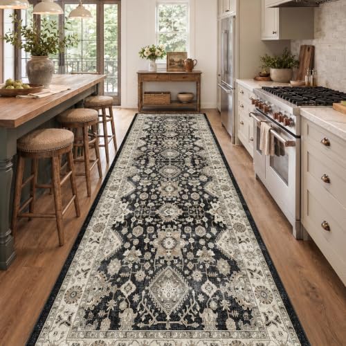Washable Hallway Runner Rug 4x12: Non Slip Runner Rugs with Rubber Backing by TOPRUUG