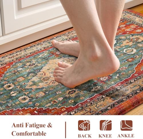 Collive Boho Kitchen Rugs Sets of 2 Fall Kitchen Mats for Floor Waterproof - Image 4