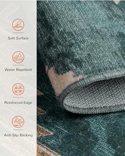 BESTSWEETIE 3'x5' Washable Area Rug for Living Room Bedroom Teal/Green - Image 6