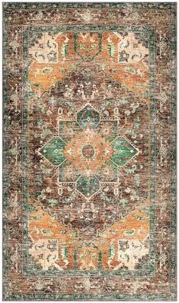 Yamaziot Washable Area Rug, 4x6 Non-Slip Boho Living Room Bedroom Rug - Image 3