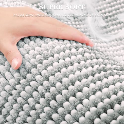 BSICPRO Bathroom Rugs Sets 2 Piece, Non Slip Striped Bath Mats, Light Gray - Image 2