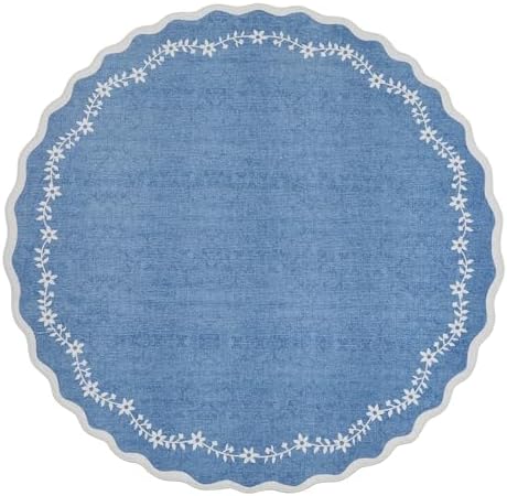 GarveeHome Round Area Rug 5ft Scalloped Washable Circle Rug for Bedroom - Image 4