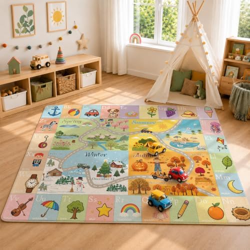 Nayoroom Kids Alphabet ABC Rug, Soft Faux Wool Seasons, Non-Slip, 5 x 7 ft by Nayoroom