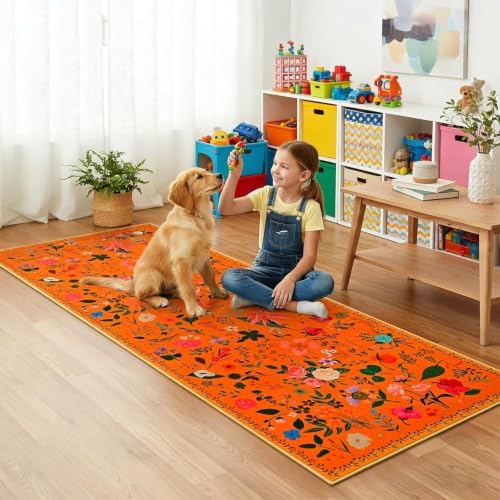 ISEAU Runner Rugs for Kitchen,2x6 Area Rug for Entryway Dorm Rug,Orange - Image 7