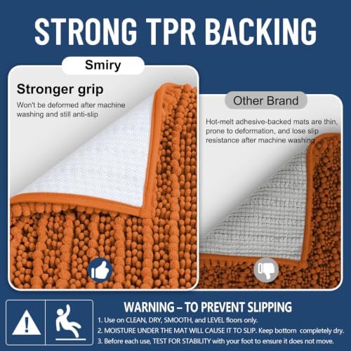 Smiry Bathroom Rugs 30X20, Extra Soft Rubber Backing Chenille Bath Mats - Image 4