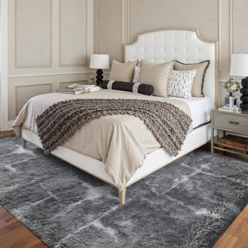 FinRèc Home 9x12 Non-Slip Fluffy Area Rugs for Living Room (Star Grey) - Image 2