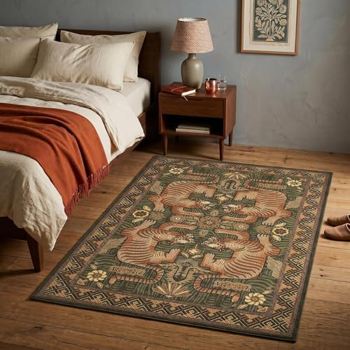 GarveeHome 3x5 Tiger Washable Rug Entryway Boho Bedroom Non Slip Vintage by GarveeHome