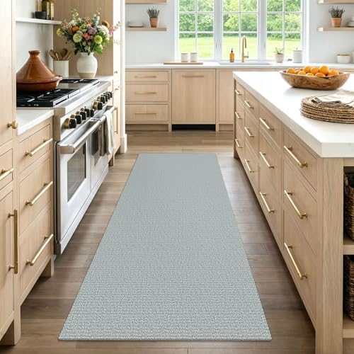 EARTHALL Washable Runner Rug, Non Slip Door Runner, 3x7 Ft, Turquoise/Gray - Image 6