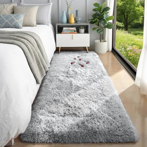 Grey Runner Rugs for Hallway 2x6 Ft, Long Bedside Rugs Bedroom Kids by PAGISOFE