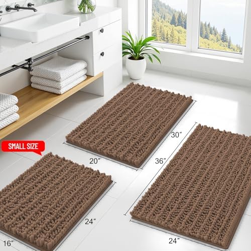 Smiry Bathroom Rugs 34X21, Extra Soft Rubber Backing Chenille Bath Mats - Image 2
