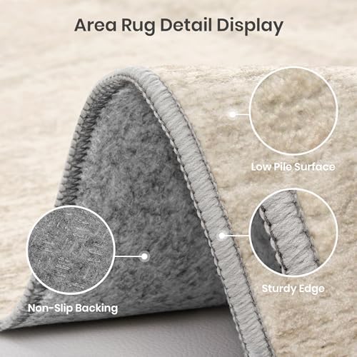 Valenrug 9x12 Area Rug Non Slip, Large Washable Rugs for Living Room, Beige - Image 6