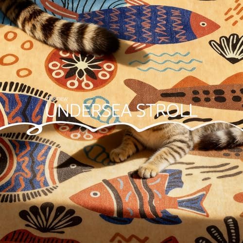 jinchan 5x7 Coastal Area Rug Washable Kids Rug Colorful Ocean Fish Mat, Tan - Image 4