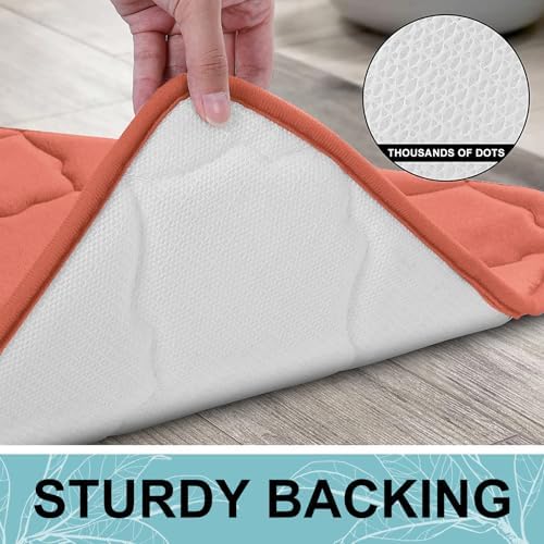 OLANLY Memory Foam Bath Mat Rug 24x16, Ultra Soft Bathroom Rugs, Coral - Image 4