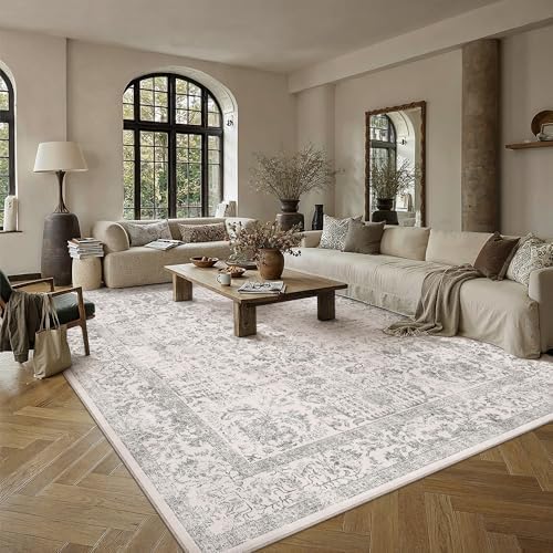 PureCozy Gray Area Rug 10x14 Vintage Floral - Image 2