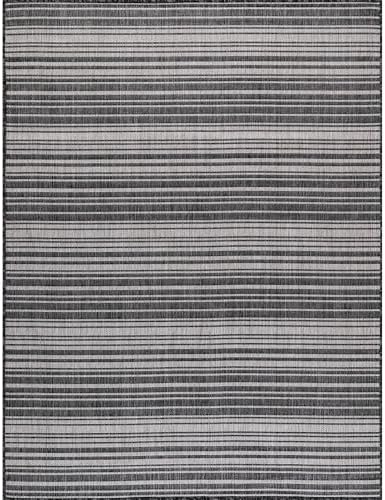 Luul Home Stripe Outdoor Rug 6x9 Washable Outside Carpet for Indoor Patio Porch Waterproof Easy Cleaning Non Shedding Area Rugs Dark Gray 6 x 9 - Image 2