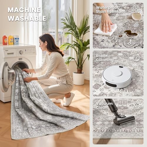 zesthome 7x9 Area Rugs for Living Room,Large Washable Rug,Brown - Image 5