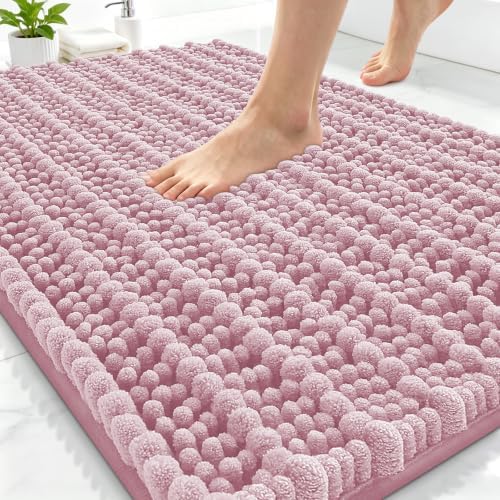 Smiry Bathroom Rugs 30X20, Extra Soft Rubber Backing Chenille Bath Mats by Smiry