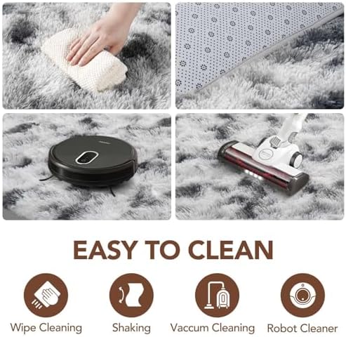 8x10 Non-Slip Fluffy Area Rugs For Living Room (Black and White) - Image 7