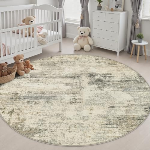 Round Area Rug Living Room: 8 ft Modern Washable Indoor Carpet - Image 5
