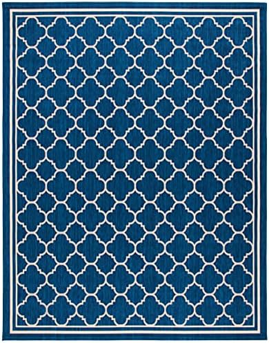 SAFAVIEH Courtyard Collection 8' x 11' Navy/Beige CY6918 Trellis Indoor/ Outdoor Splashproof Easy Scrubbing Patio Backyard Mudroom Area Rug - Image 2