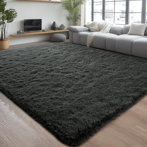Chicrug Soft Area Rugs for Bedroom Living Room Plush Fluffy Rug 9x11 Feet, Shag Furry Area Rug Carpet Non Shedding for Nursery Children Kids Girls Room Home Decorative, Dark Grey - Image 6
