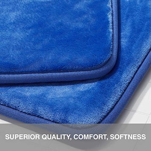 Memory Foam Bath Mat Non Slip Absorbent Super Cozy Velvet Bathroom Rug Carpet (60 inches X 17 inches, Royal Blue) - Image 5